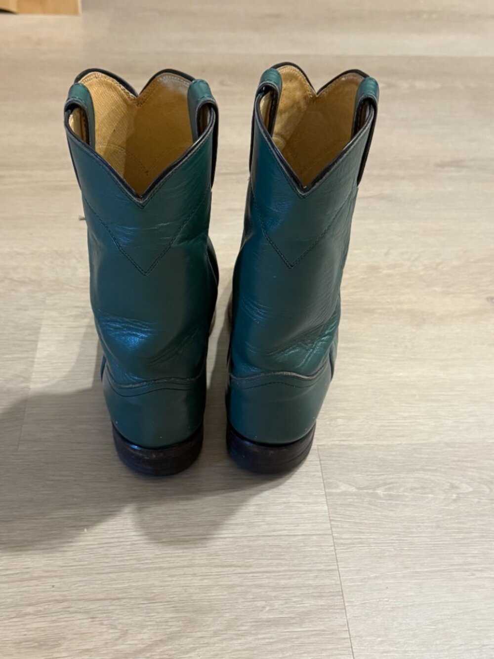 Vintage Women's Cowboy Boots Green Leather Justin Style L3722 Size 7.5 - Picture 3 of 7